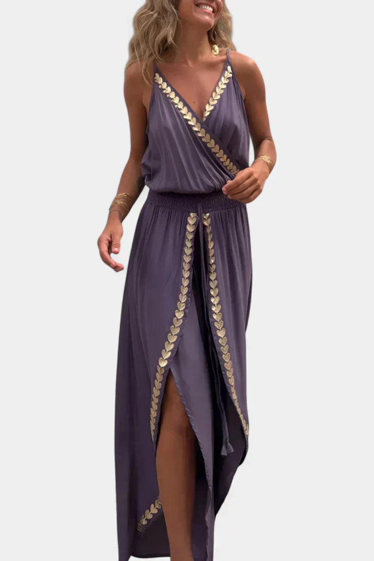 Donatila | Mono Exclusivo con Detalles Dorados y Pierna Abierta