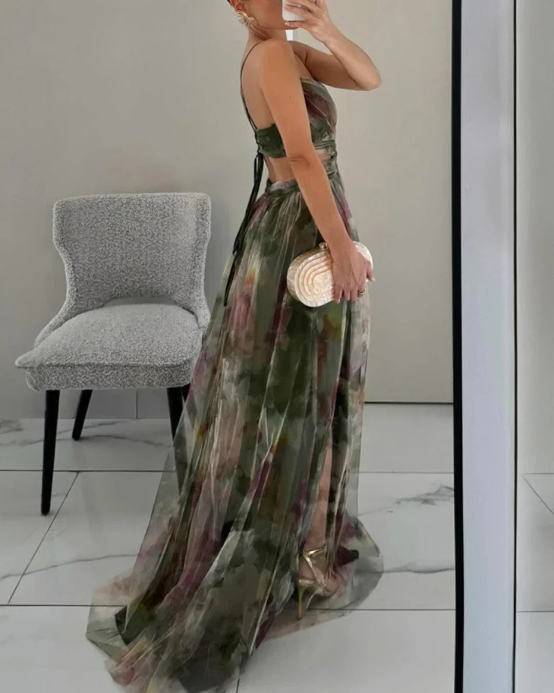 Claudia™ | Encantador Vestido Largo con Estampado Floral