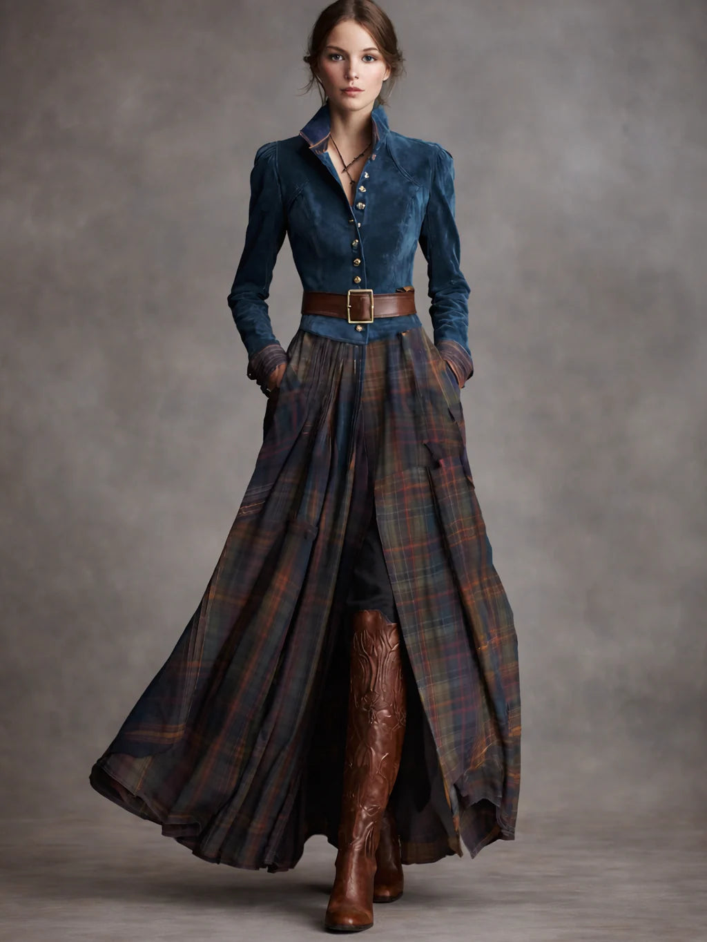 Maison Verin™ | Vestido de cuadros con cinturón