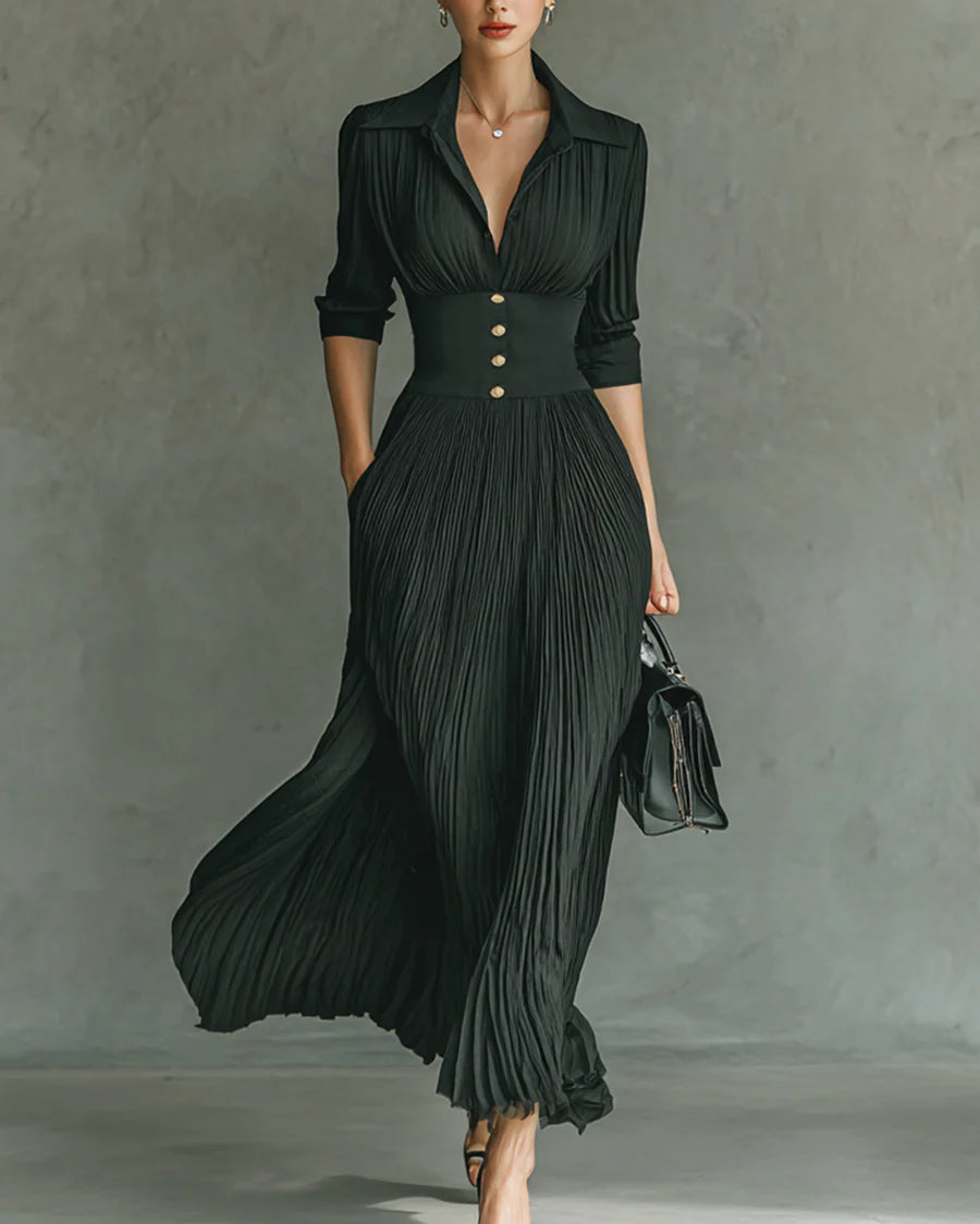 Margot™ | Vestido largo con escote de solapa