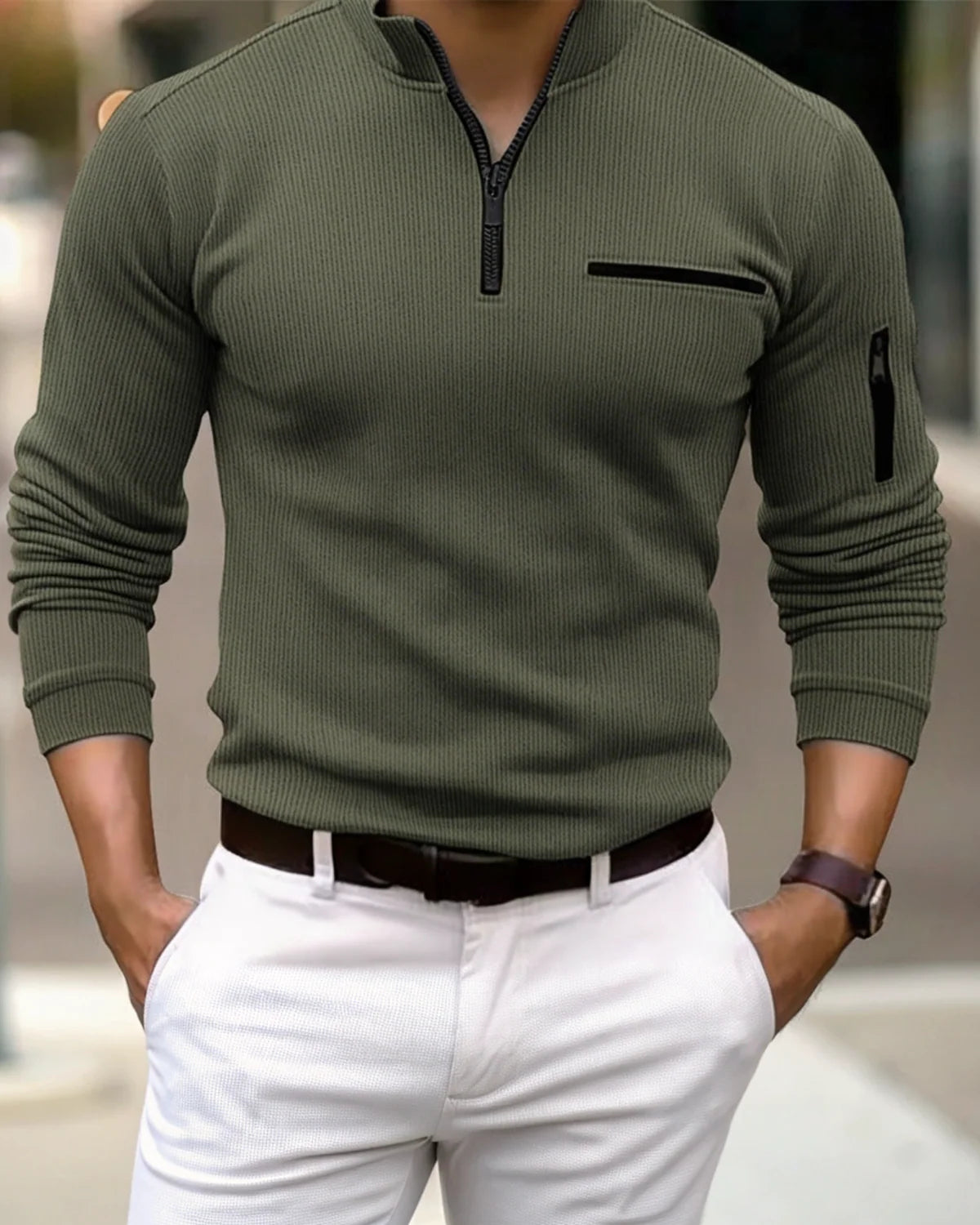 Gustavo™ | Camiseta de manga larga con cremallera