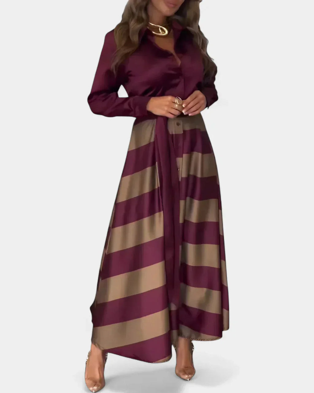 Nessia™ | Vestido con Rayas con Cinturón