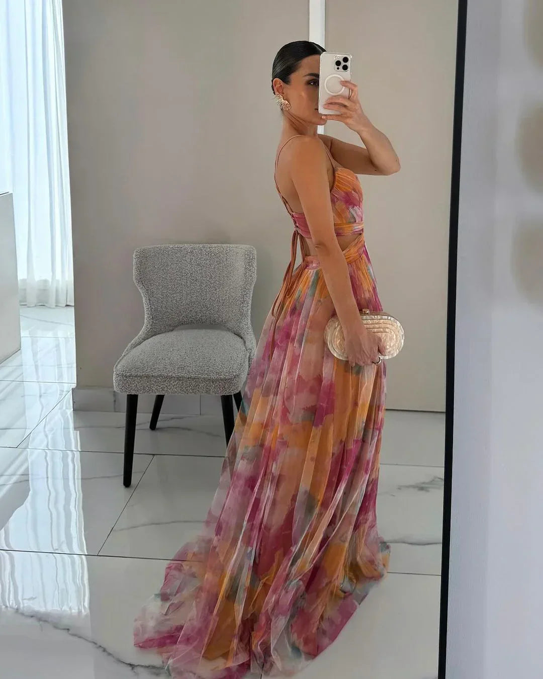 Claudia™ | Encantador Vestido Largo con Estampado Floral