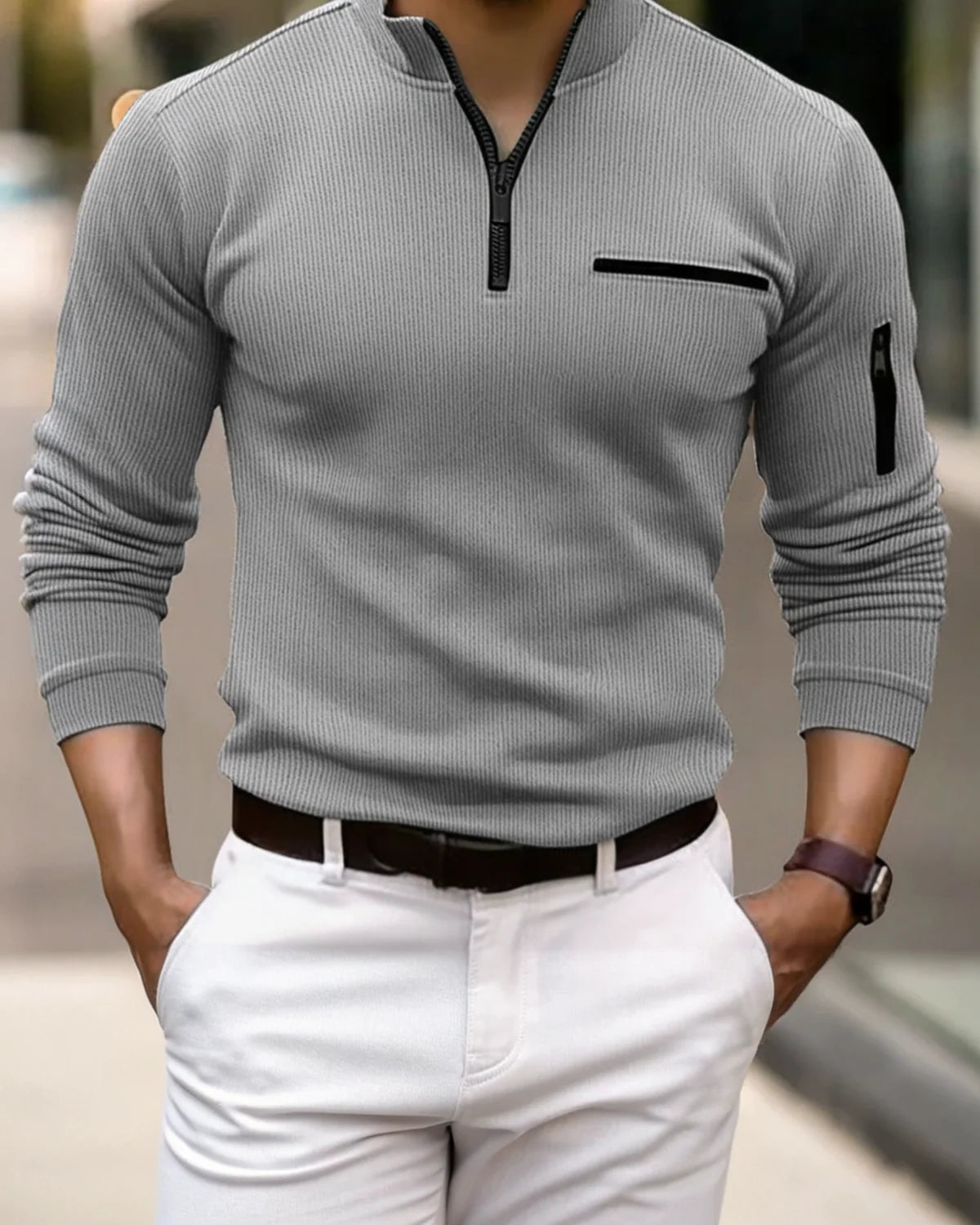 Gustavo™ | Camiseta de manga larga con cremallera