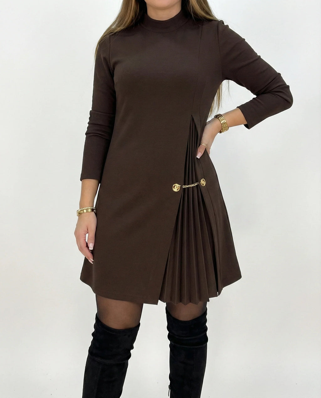 Silvia™ | Vestido elegante con paneles plisados