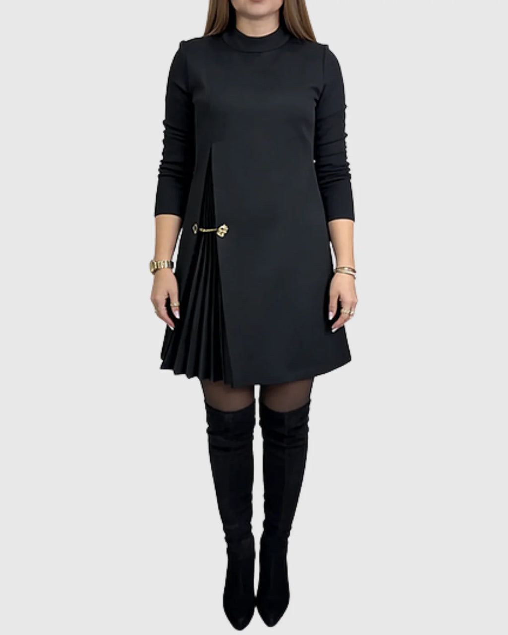 Silvia™ | Vestido elegante con paneles plisados