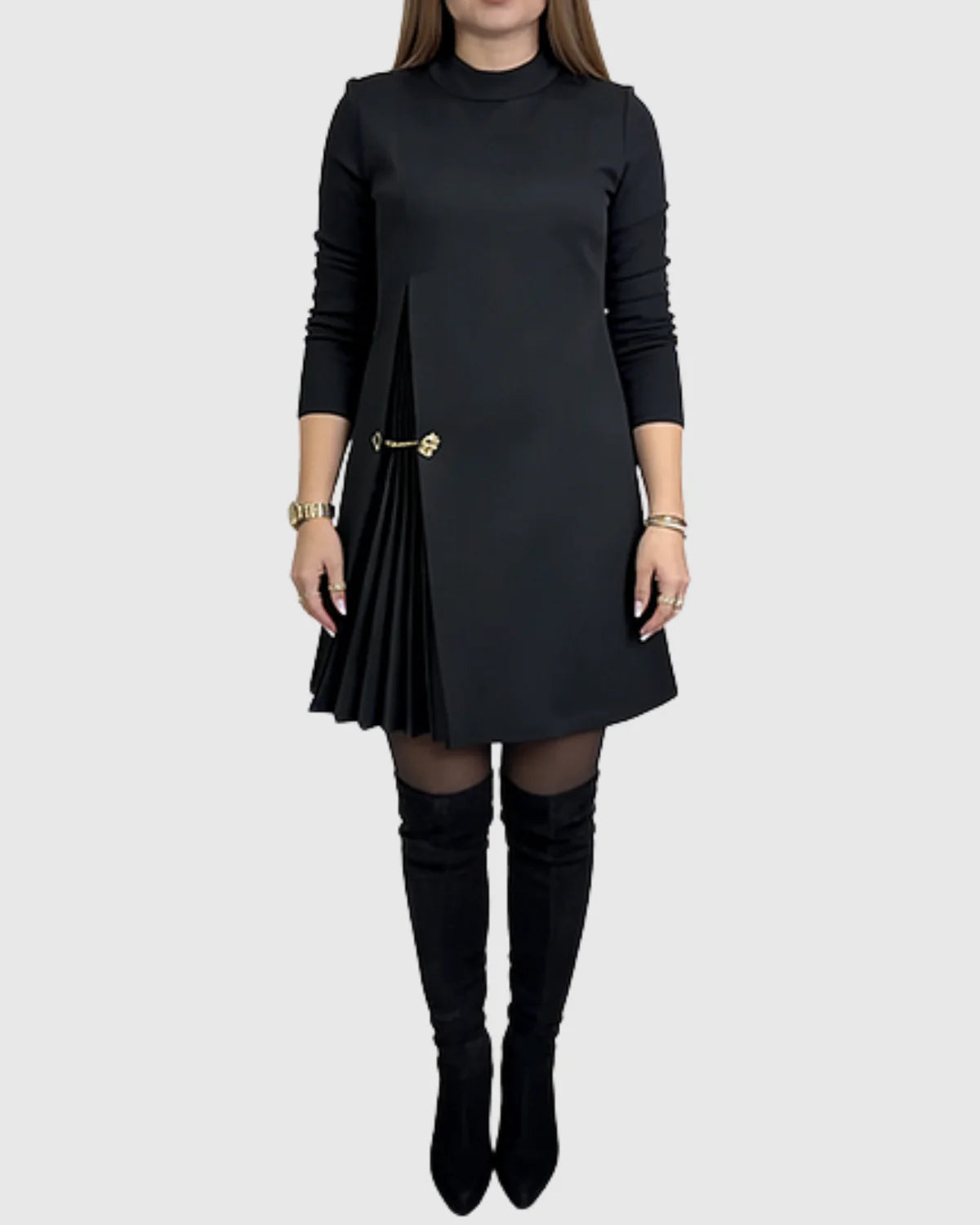 Silvia™ | Vestido elegante con paneles plisados