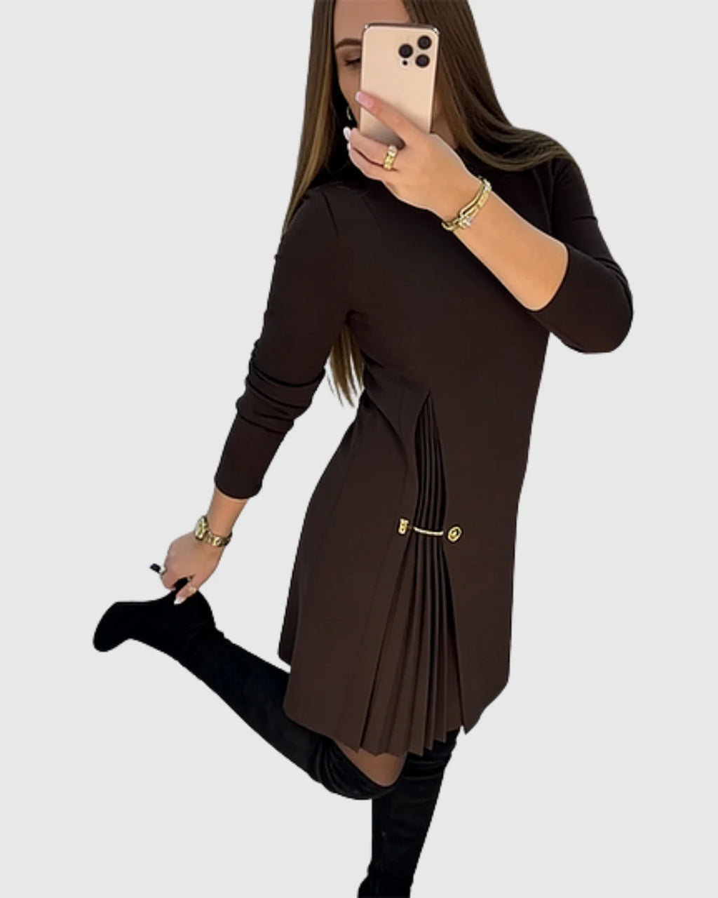 Silvia™ | Vestido elegante con paneles plisados