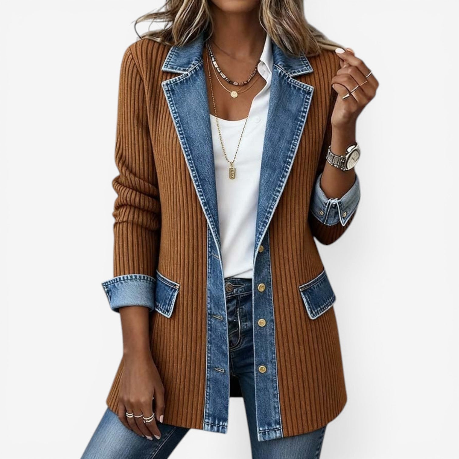 Emilia™ Chaqueta de Mezcla de Denim