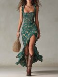 Zara | Vestido Maxi Boho Retro con Mangas Fluidas y Abertura Lateral
