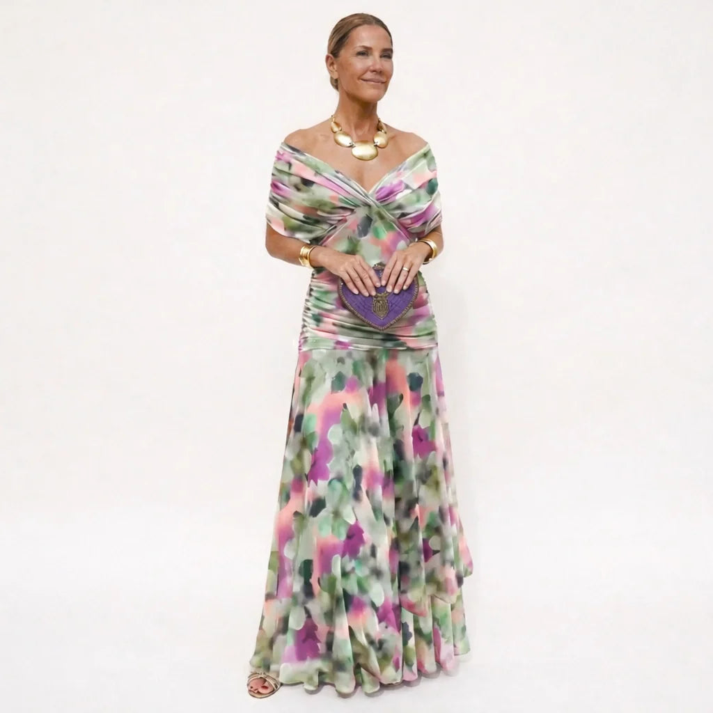 Velora™ | Vestido Largo Floral con Cuello en V