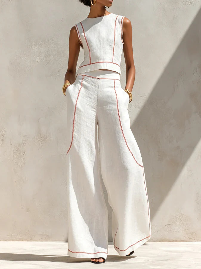 Vittoria | Conjunto blanco elegante de dos piezas