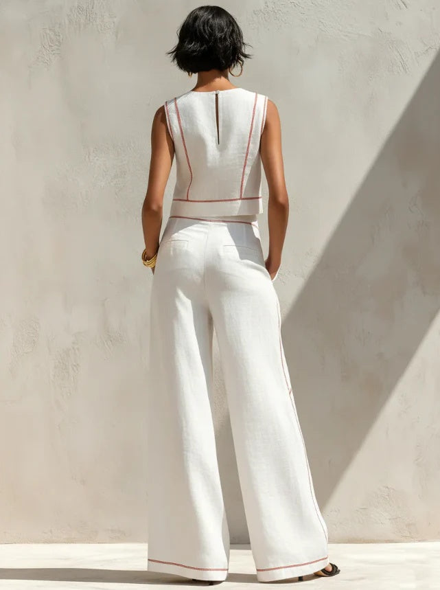 Vittoria | Conjunto blanco elegante de dos piezas