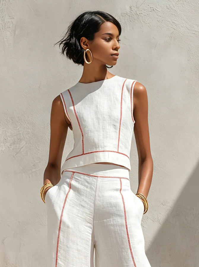 Vittoria | Conjunto blanco elegante de dos piezas
